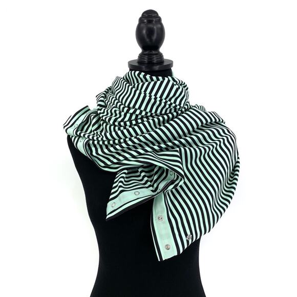 LULULEMON Vinyasa Scarf *Rulu Classic Stripe Mint Moment Black OS - Picture 1 of 3